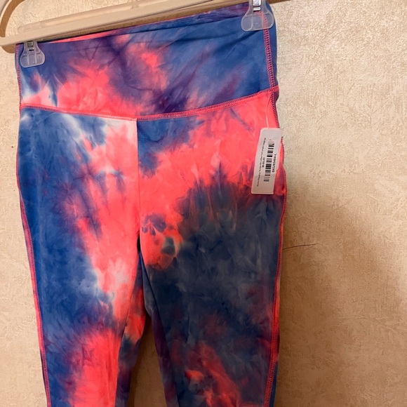Zenana Pink/Blue Tie Dye Microfiber Full Length Leggings - Picture 4 of 4